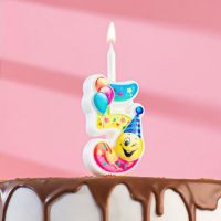 Свеча для торта «Смайлик с шарами», 9.9 см, цифра 5