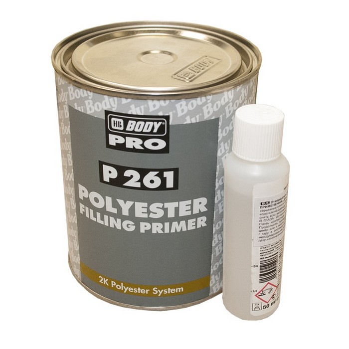 HB Body Р261 2K Грунт полиэфирный, серый, с отвердителем 705 (комплект), 1л. + 50мл.