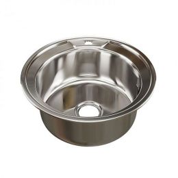 MIXLINE Мойка врезная глянцевая D490 круглая 490х490мм с сифоном и крепежом (0.6мм)