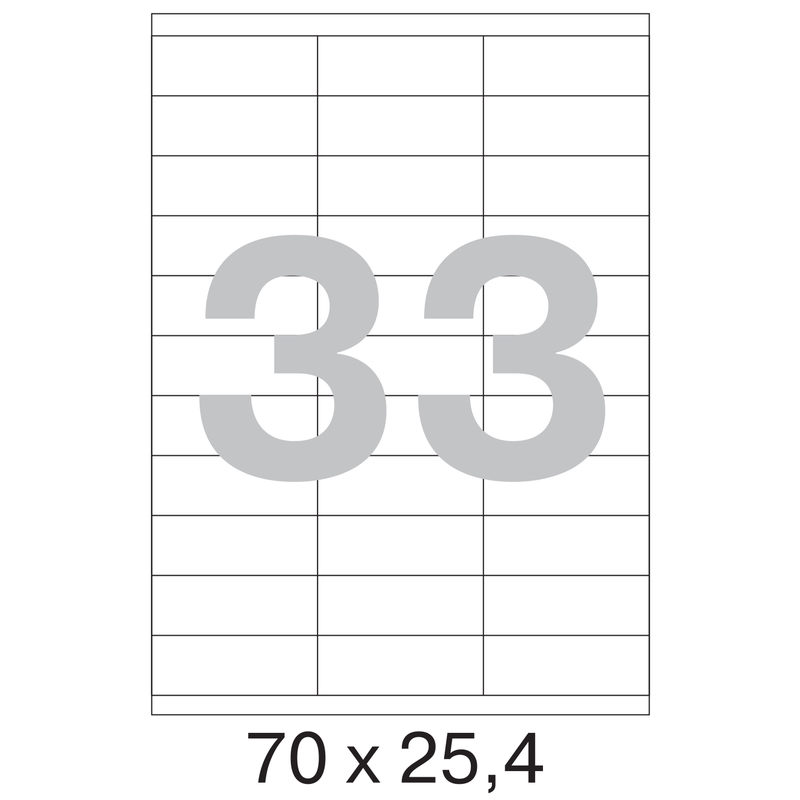 73639 / 641819  Этикетки самоклеящиеся MEGA LABEL 70х25,4 мм / 33 шт. на листе А 4 (100 листов в пачке)