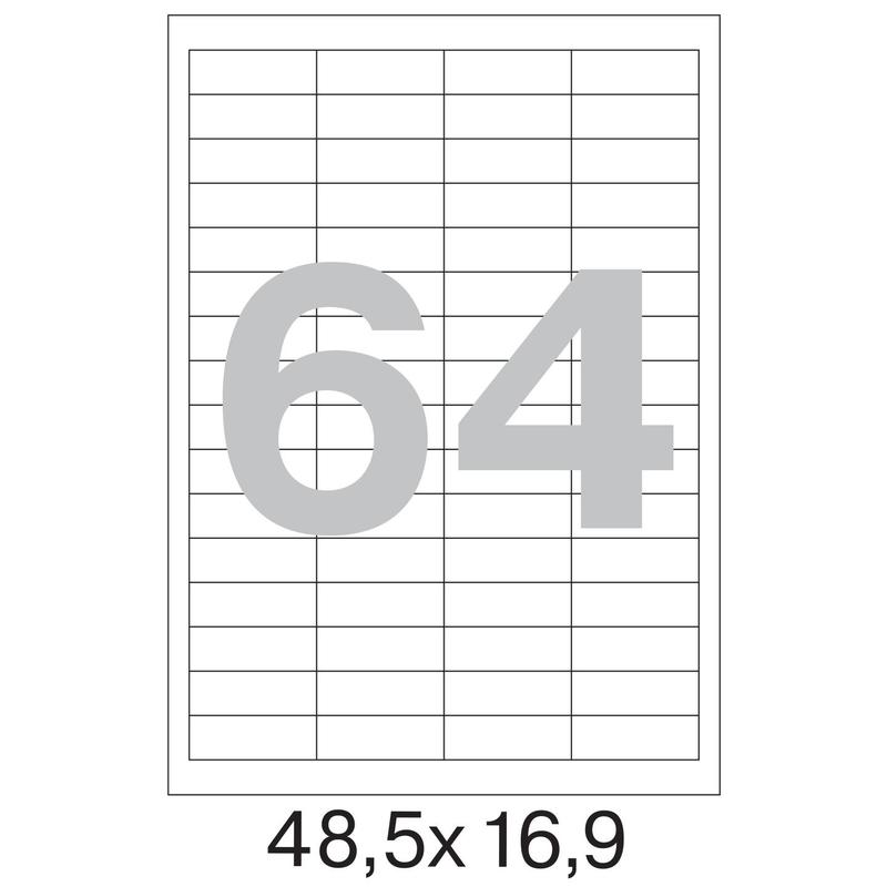 73579 / 641828  Этикетки самоклеящиеся Pro MEGA LABEL  (Комус)  48,5х16,9 мм / 64 шт. на листе А 4 (100 листов в пачке)