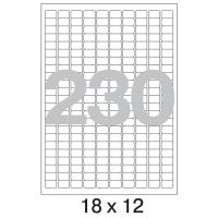 73582 / 641832  Этикетки самоклеящиеся Pro MEGA LABEL (Комус) 18х12 мм / 230шт. на листе   А 4 (100 листов в пачке),