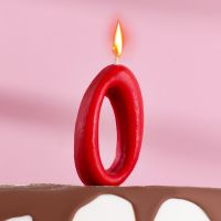 Свеча для торта цифра «Овал» 0, красная, 5.5 см