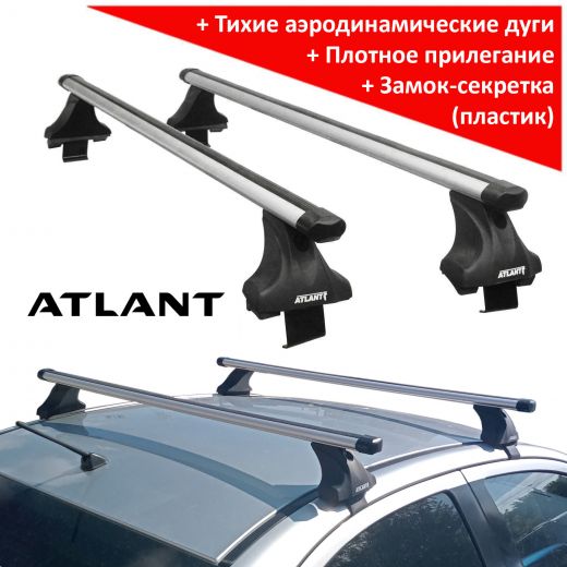 Багажник на крышу Daewoo Gentra, Атлант, аэродинамические дуги Эконом, опора Е