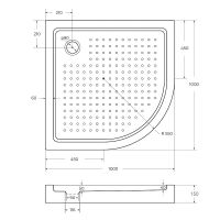 Акриловый поддон для душа BelBagno Tray 100x100 TRAY-BB-R-100-550-15-W0 Белый схема 2