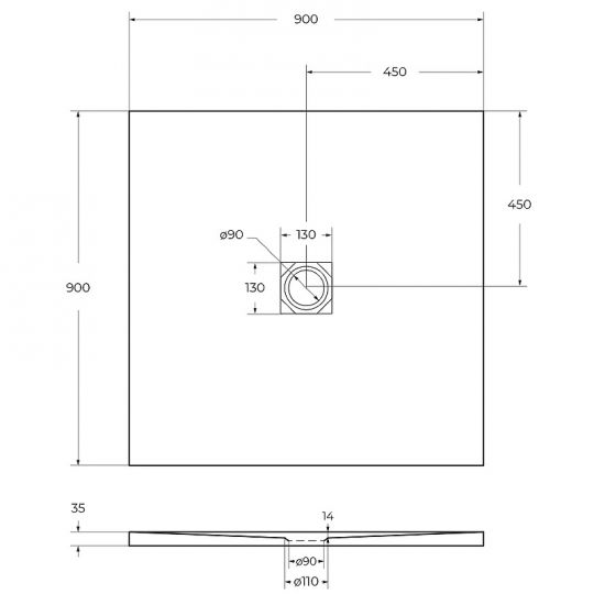 Душевой поддон из искусственного камня BelBagno Uno 90x90 TRAY-MR-UNO-A-90-35-NERO Черный ФОТО