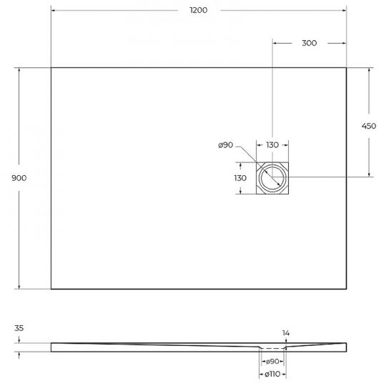 Душевой поддон из искусственного камня BelBagno Uno 120x90 TRAY-MR-UNO-AH-120/90-35-NERO Черный ФОТО