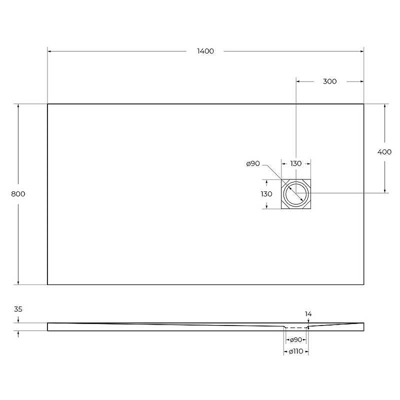 Душевой поддон из искусственного камня BelBagno Uno 140x80 TRAY-MR-UNO-AH-140/80-35-W Белый схема 5