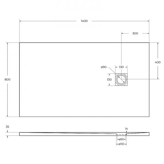 Душевой поддон из искусственного камня BelBagno Uno 140x80 TRAY-MR-UNO-AH-140/80-35-W Белый схема 5