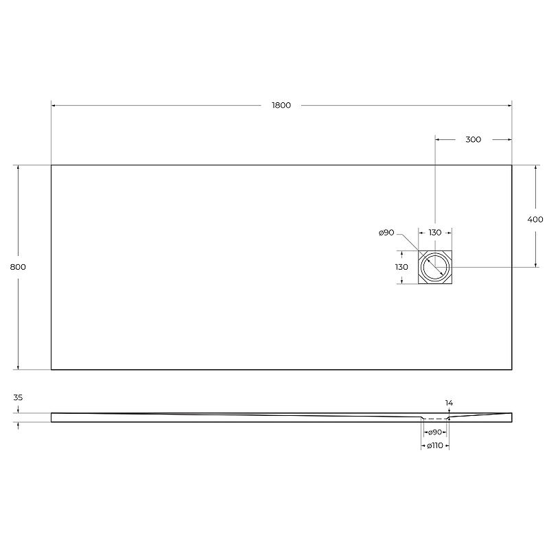 Душевой поддон из искусственного камня BelBagno Uno 180x80 TRAY-MR-UNO-AH-180/80-35-W Белый схема 5