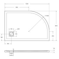 Душевой поддон из искусственного камня BelBagno Uno 120x80 R TRAY-MR-UNO-RH-120/80-550-35-W-R Белый схема 5