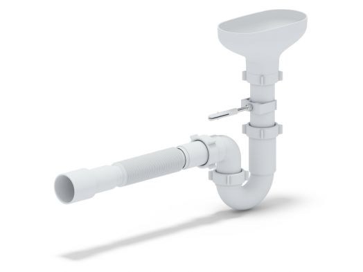 Сифон АНИ Пласт DR0115 1 1/2 дюйма 40 мм с разрывом струи с гибкой трубой 40х40/50 мм
