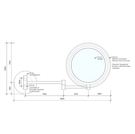 Косметическое зеркало Decor Walther Bs цвет хром 01214 схема 2