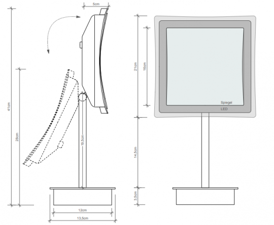 Косметическое зеркало настольное Decor Walther Bs квадратное 01215 схема 2