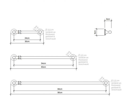 Полотенцедержатель Decor Walther Classic 05101 30х6.5 схема 3 Полотенцедержатель Decor Walther Classic 05101 30х6.5 схема 3