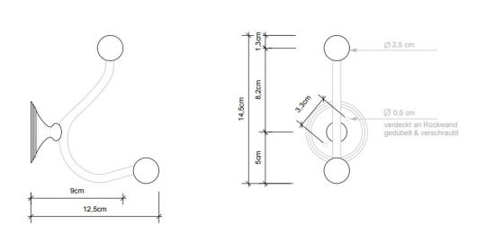 Крючок-вешалка для ванной Decor Walther Classic 05110 схема 3