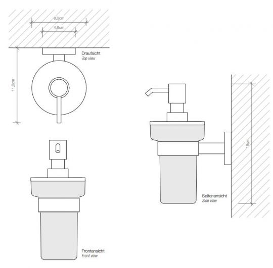 Подвесной диспенсер для жидкого мыла Decor Walther Basic 05308 схема 2