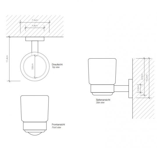 Подвесной стакан Decor Walther Basic стеклянный 05309 схема 2