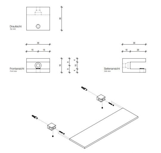 Держатель для стеклянной полки Decor Walther Corner подвесной 561250 схема 6