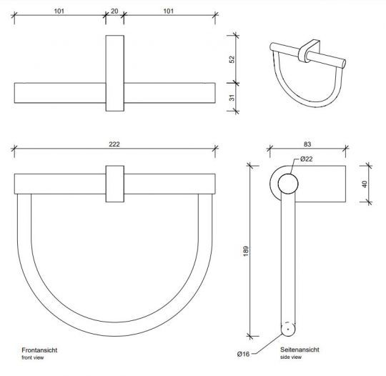 Держатель полотенец Decor Walther Century 05853 схема 5