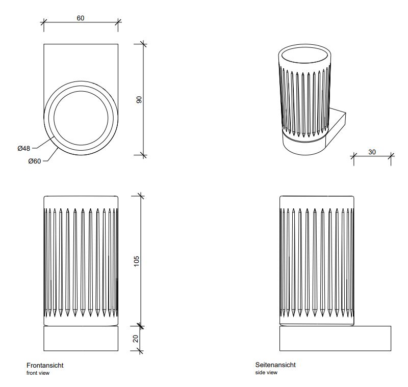 Подвесной стакан для щеток Decor Walther Century рифлёный 05869 ФОТО