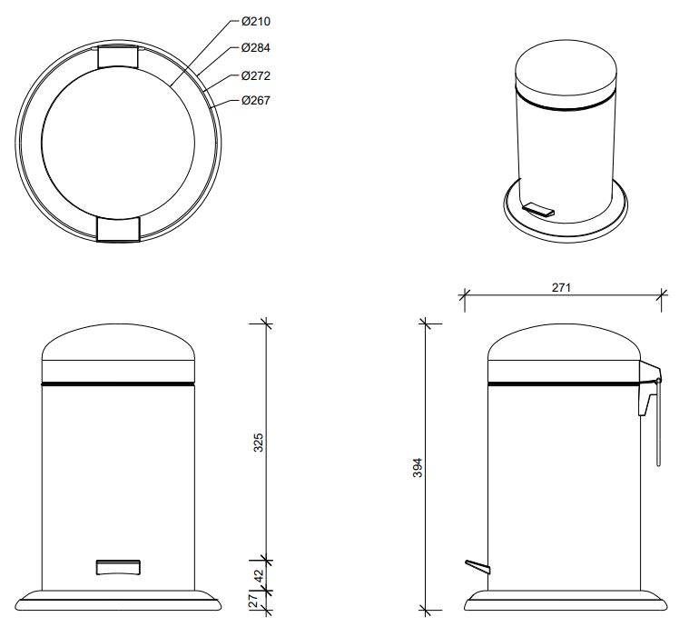 Мусорное ведро в ванную Decor Walther Basic 06032 ФОТО