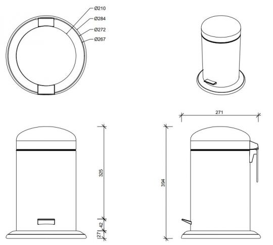 Мусорное ведро в ванную Decor Walther Basic 06032 схема 2