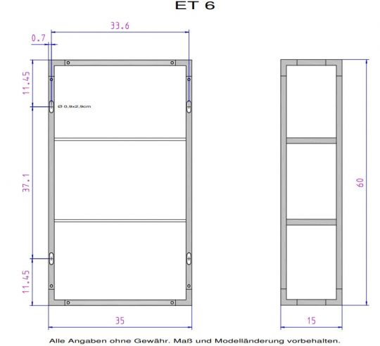 Шкафчик открытый Decor Walther ET подвесной 702801 60х35 схема 3