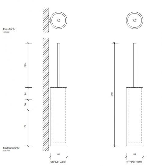 Туалетный ёрш для унитаза Decor Walther Stone 0970854 в цвете хром схема 2
