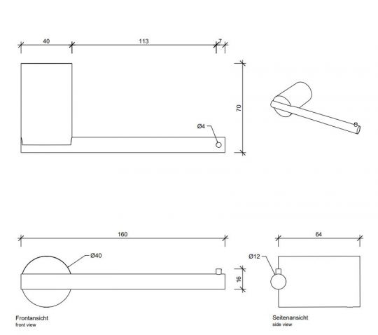 Держатель туалетной бумаги Decor Walther Stone металлический 09748 схема 2
