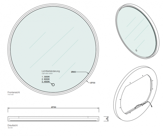 Зеркало Decor Walther Stone 09756 70x70 см схема 2