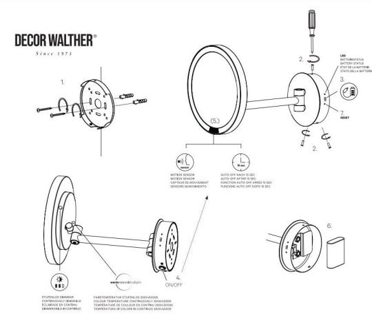 Косметическое зеркало Decor Walther Basic настенное 01256 схема 2