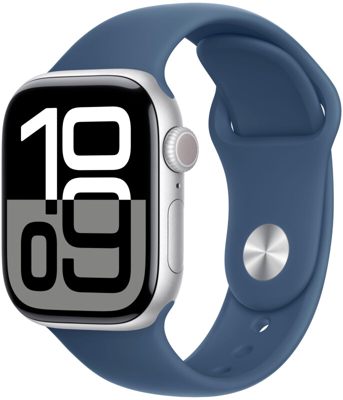 Умные часы Apple Watch Series 10 42mm Silver Aluminum Case with Denim Blue Sport Band S/M (MWWA3LW/A)