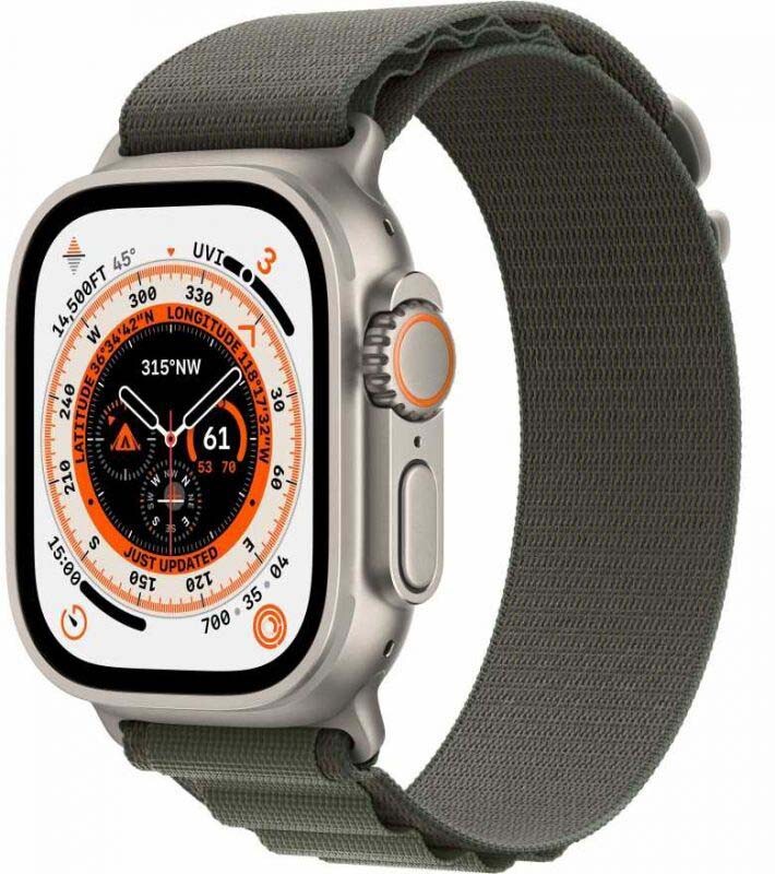 Умные часы Apple Watch Ultra 49mm Titanium Case with Green Alpine Loop M (MQEW3LL/A)