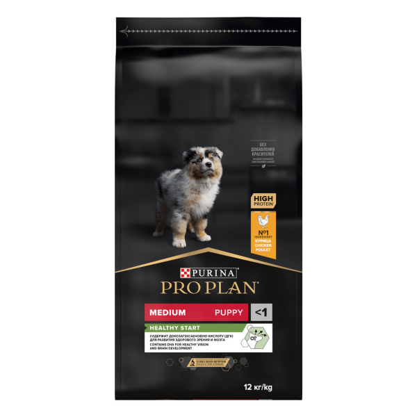 Сухой корм для щенков средних пород Pro Plan Healthy Start Medium Puppy с курицей