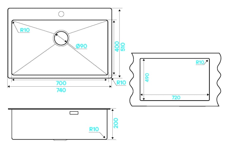Мойка кухонная Kuchenstern WERK 80 AISI 304/R10 50850 74х51 см ФОТО