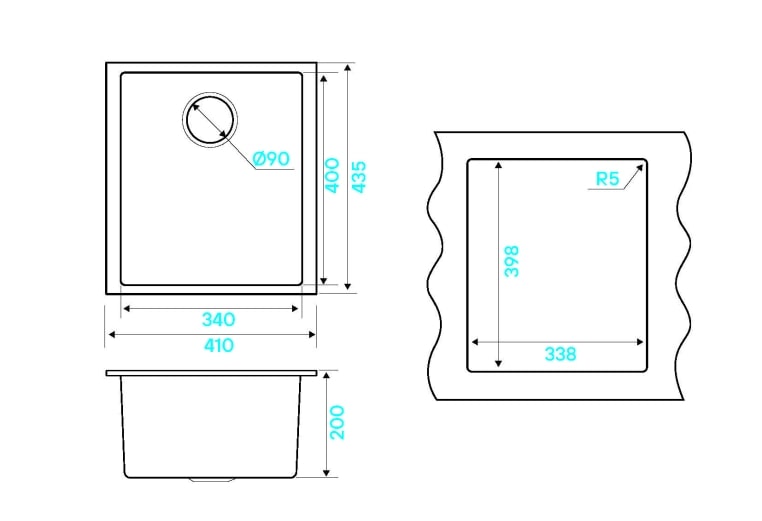 Мойка кухонная Kuchenstern SUB 45 a-Granit 20020 41х43,5 см ФОТО
