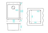 Мойка кухонная Kuchenstern OBEN 45 a-Granit 20320 41х50 см схема 6