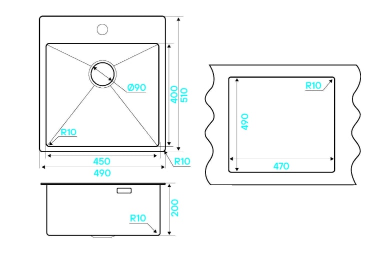 Мойка кухонная Kuchenstern WERK 50 AISI 304/R10 50650 49х51 см ФОТО