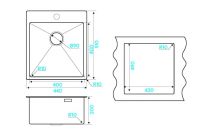 Мойка кухонная Kuchenstern WERK 45 AISI 304/R10 50550 44х51 см схема 4