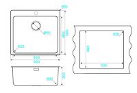 Мойка кухонная Kuchenstern HERD 60 AISI 304/R25 558SS50 55х50 см схема 3
