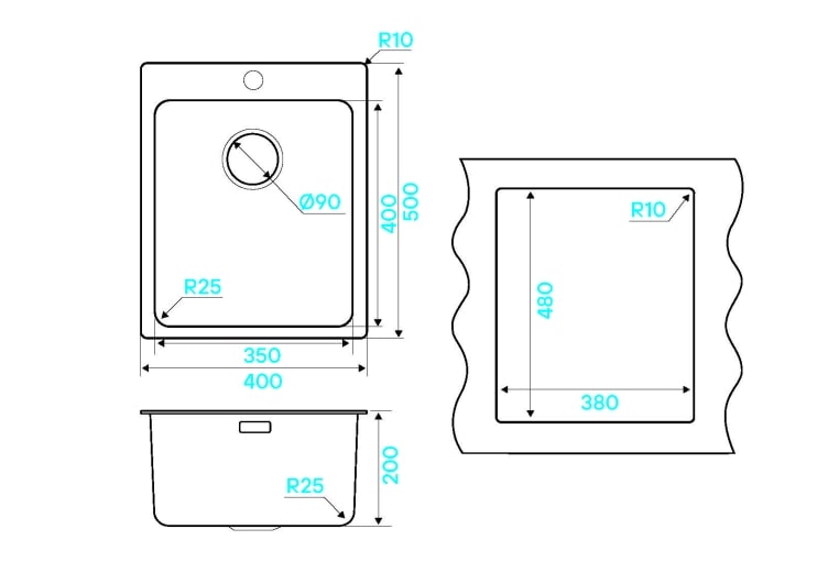 Мойка кухонная Kuchenstern HERD 40 AISI 304/R25 555SS50 40х50 см ФОТО
