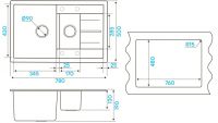 Мойка кухонная Kuchenstern FLUG 60-2 Ku-Granit 11010 78х50 см схема 8 Мойка кухонная Kuchenstern FLUG 60-2 Ku-Granit 11010 78х50 см схема 8