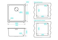 Мойка кухонная Kuchenstern MULTI 45 AISI 304/R25 551SS50 44х44 см схема 3