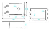 Мойка кухонная Kuchenstern BRETT 60 Ku-Granit 11110 78х50 см схема 9