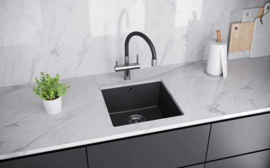 Мойка кухонная Kuchenstern UNDER 50 Ku-Granit 10010 43х46 см схема 3