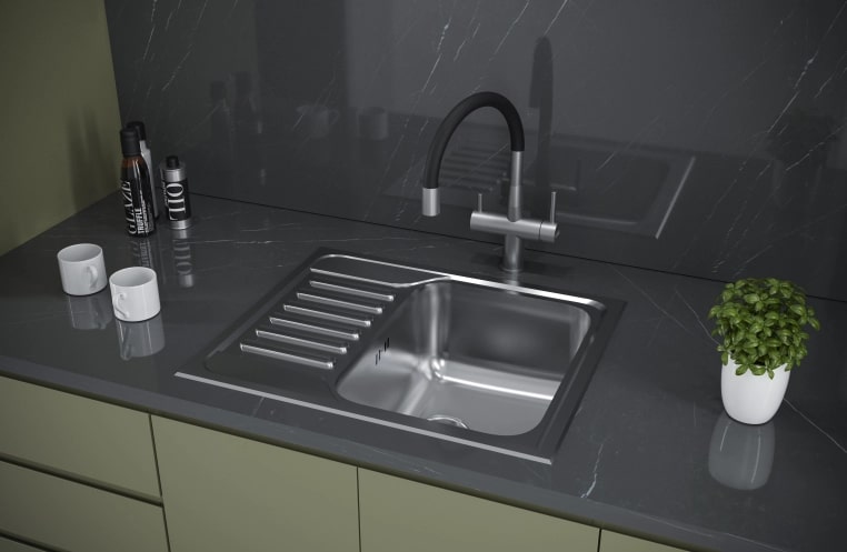 Мойка кухонная Kuchenstern BASIS 45 AISI 304/R65 653SS60 60х50 см ФОТО