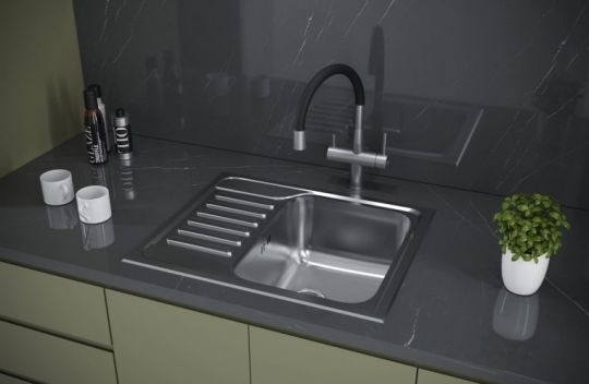 Мойка кухонная Kuchenstern BASIS 45 AISI 304/R65 653SS60 60х50 см схема 2