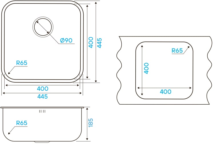 Мойка кухонная Kuchenstern RUND 45 AISI 304/R65 650SS60 44,5х44,5 см ФОТО