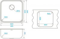 Мойка кухонная Kuchenstern RUND 45 AISI 304/R65 650SS60 44,5х44,5 см схема 3 Мойка кухонная Kuchenstern RUND 45 AISI 304/R65 650SS60 44,5х44,5 см схема 3
